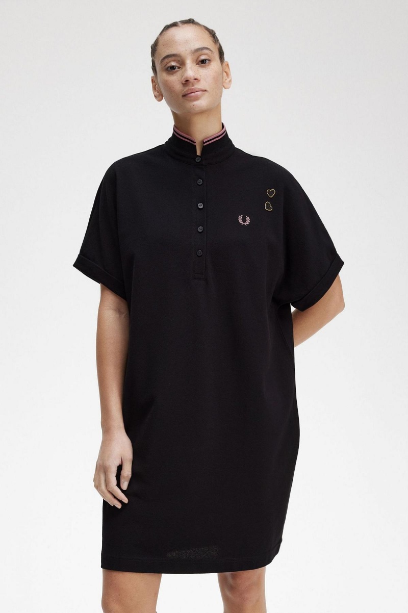 Peignoir Fred Perry Tipped Piqué Shirt Femme Noir | AFRWC45717