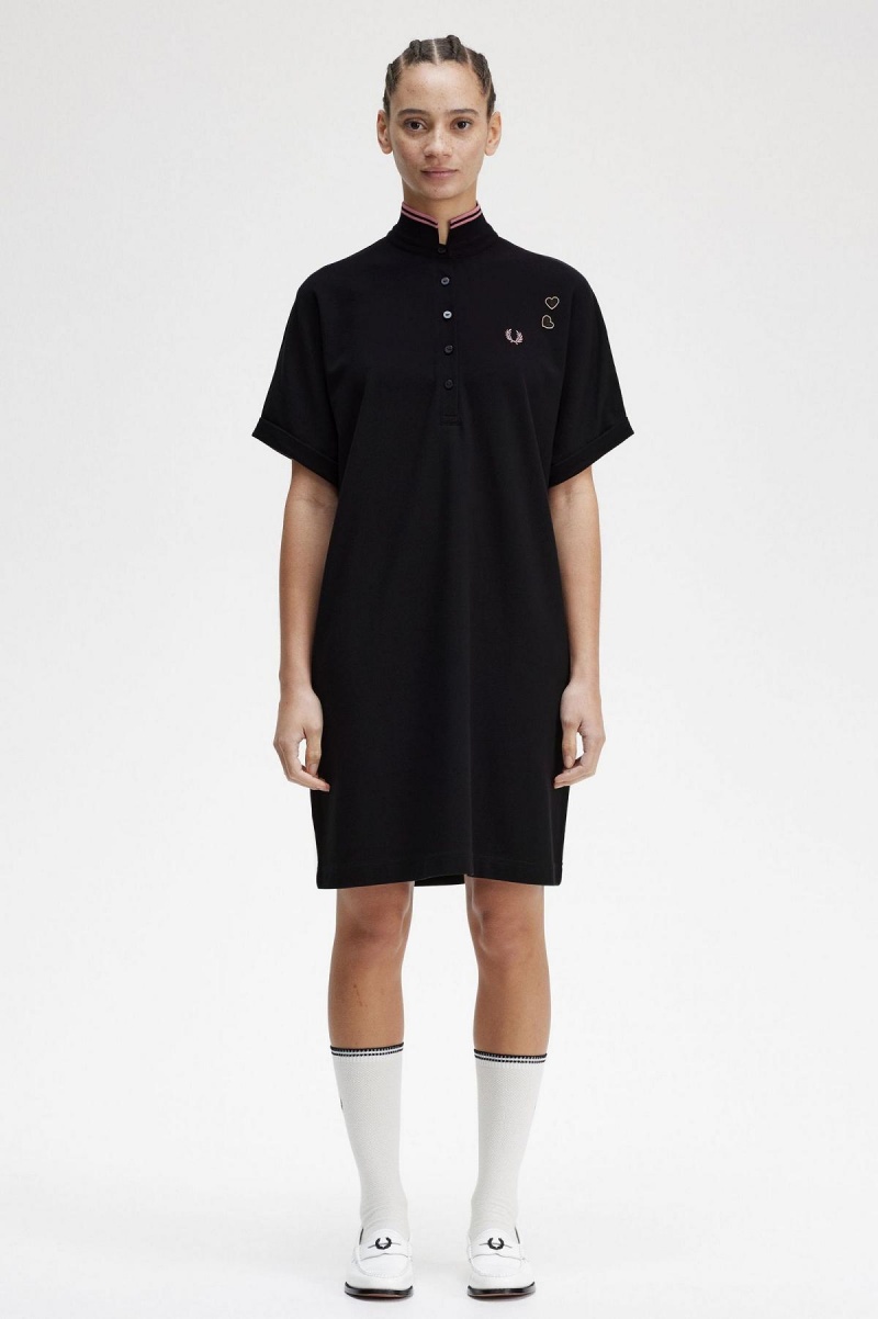 Peignoir Fred Perry Tipped Piqué Shirt Femme Noir | AFRWC45717