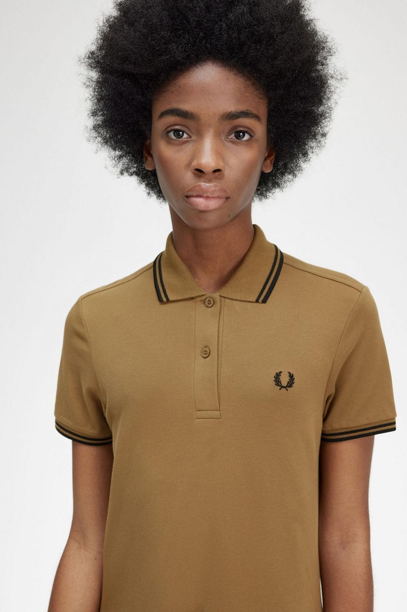 Peignoir Fred Perry Twin Tipped Fred Perry Shirt Femme Shaded Stone | EFRHC78054