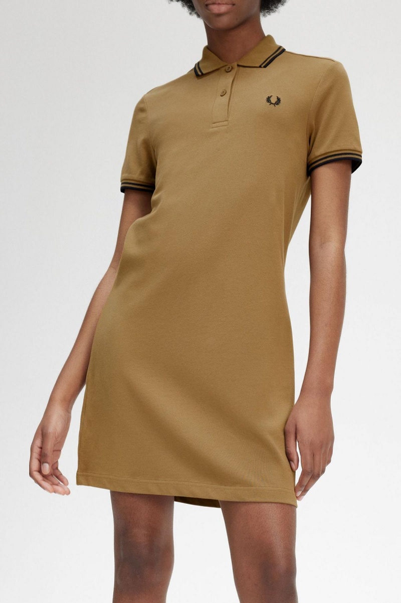 Peignoir Fred Perry Twin Tipped Fred Perry Shirt Femme Shaded Stone | EFRHC78054