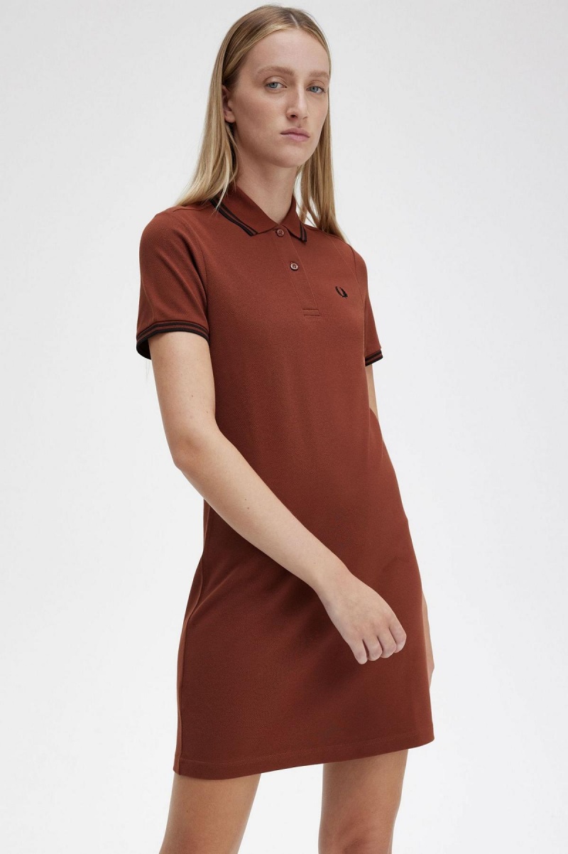 Peignoir Fred Perry Twin Tipped Fred Perry Shirt Femme Marron Noir Noir | ZFRMJ52989