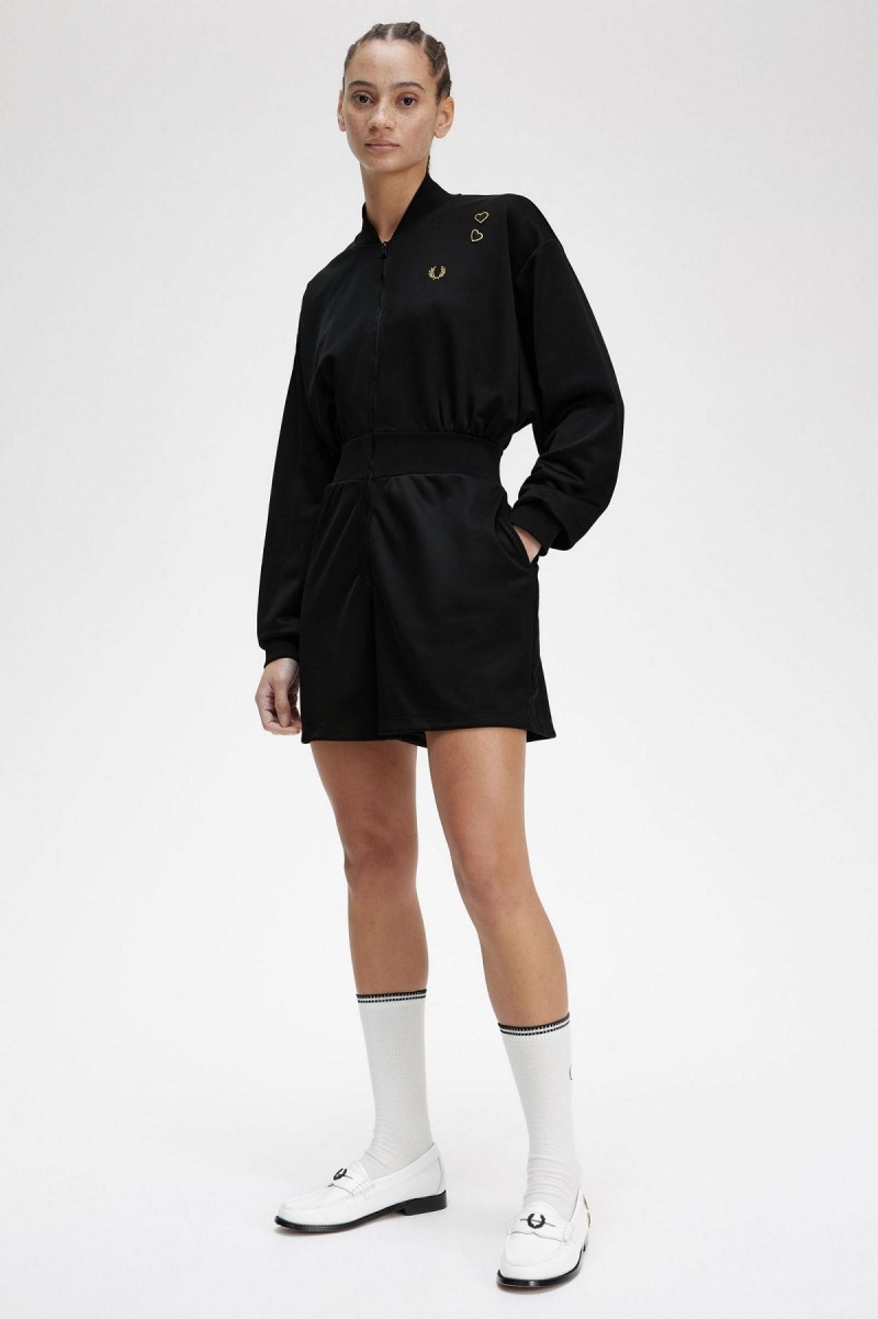 Peignoir Fred Perry Zip-Through Playsuit Femme Noir | UFRND65029