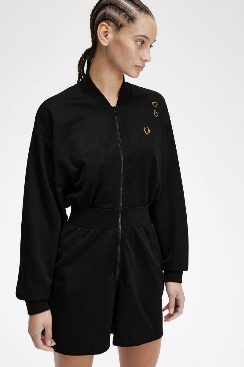 Peignoir Fred Perry Zip-Through Playsuit Femme Noir | UFRND65029