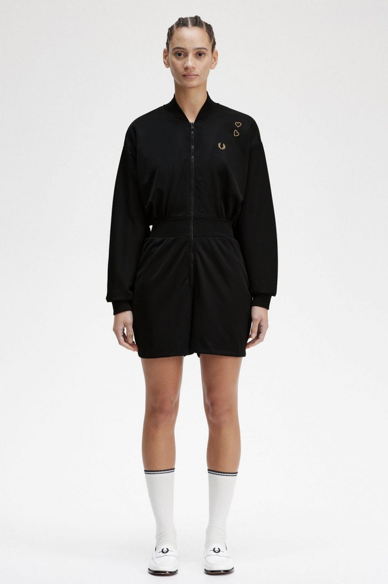 Peignoir Fred Perry Zip-Through Playsuit Femme Noir | UFRND65029