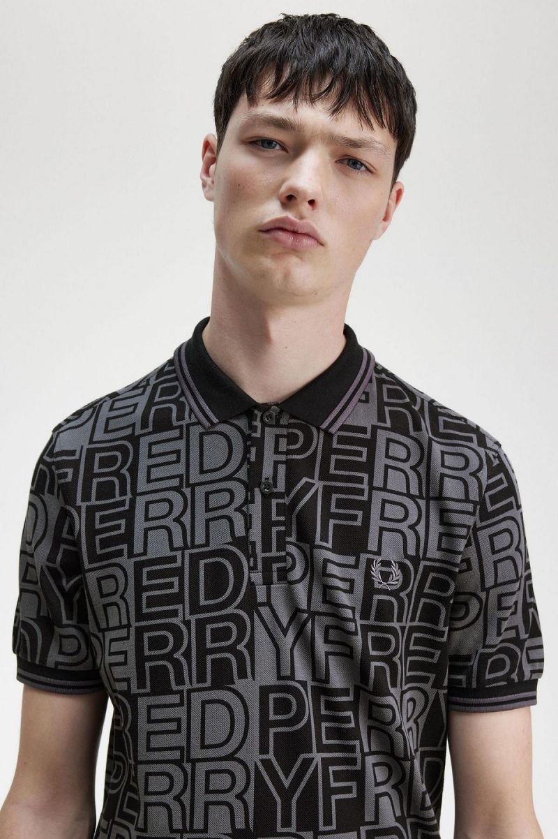 Polos Fred Perry Block Graphique Fred Perry Shirt Homme Gunmetal | AFRDF64478