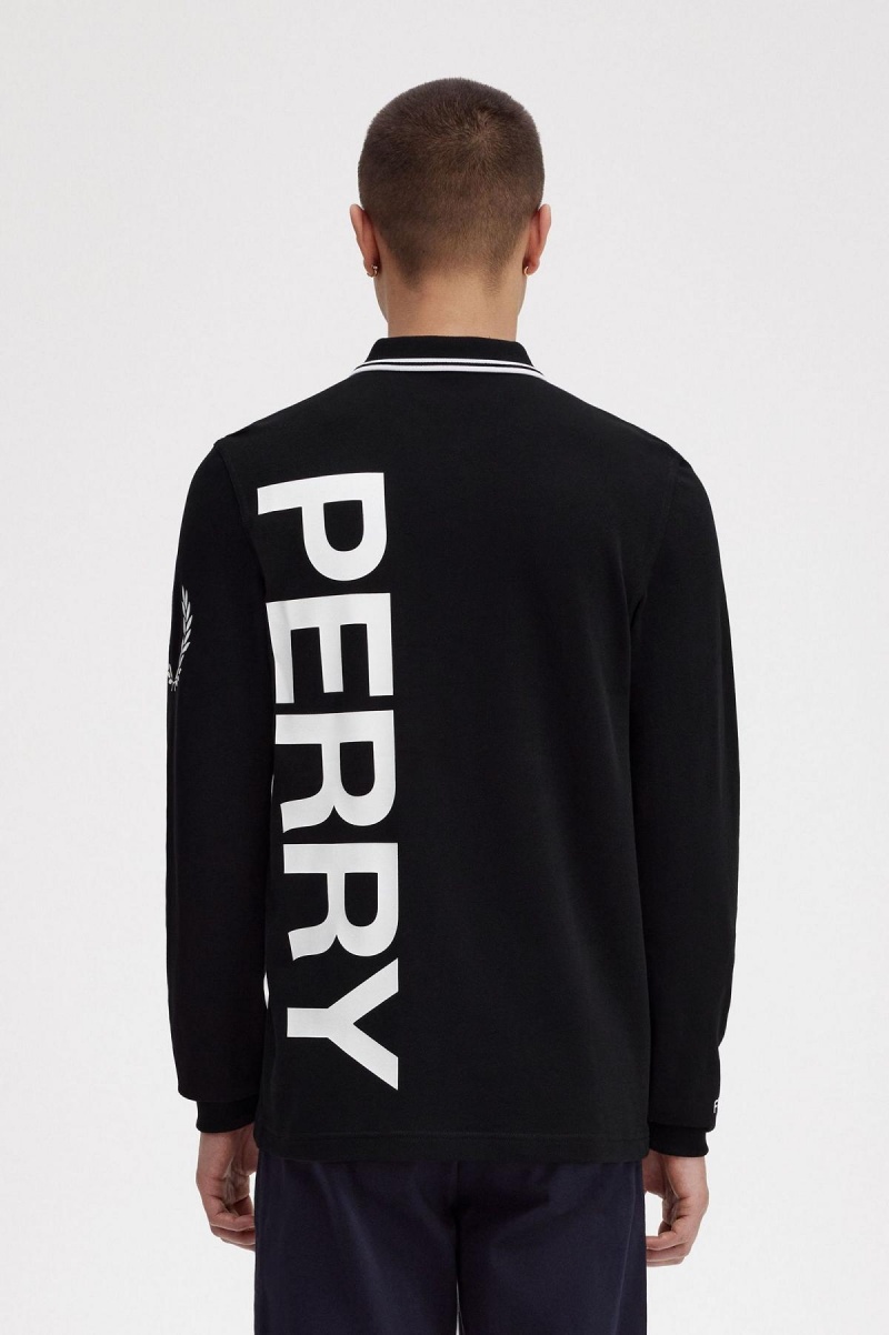 Polos Fred Perry Bold Graphique Long Sleeve Fred Perry Shirt Homme Noir | GFRUC28238