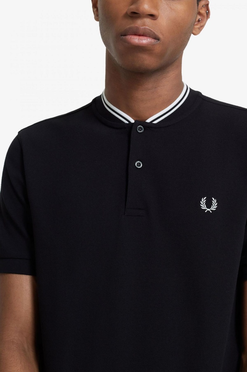 Polos Fred Perry Bomber Collar Polo Shirt Homme Noir | FRZDE14210