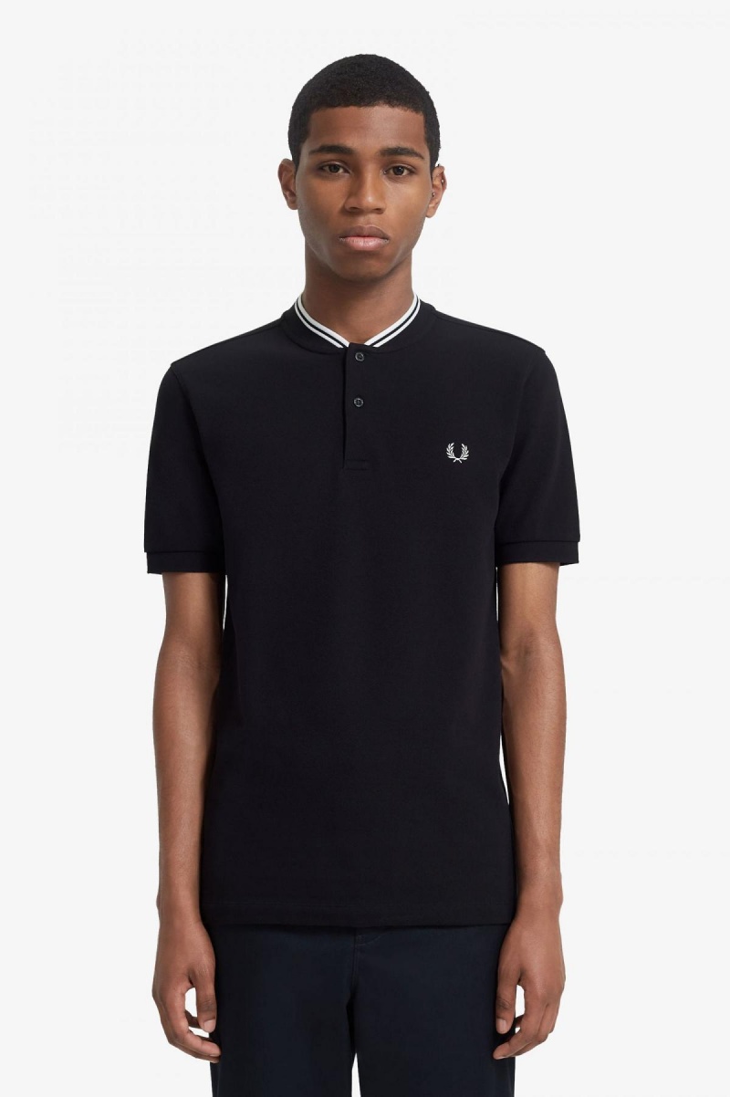 Polos Fred Perry Bomber Collar Polo Shirt Homme Noir | FRZDE14210