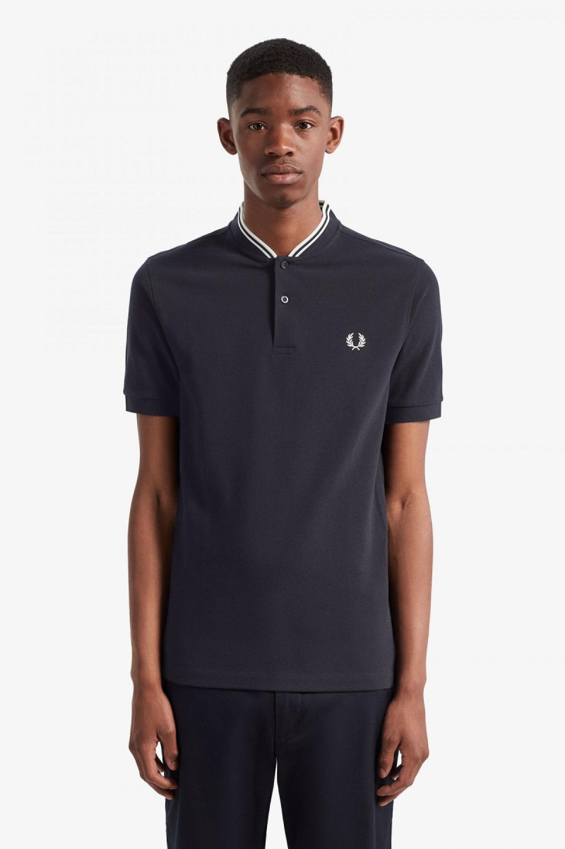 Polos Fred Perry Bomber Collar Polo Shirt Homme Bleu Marine | PFRQX99996