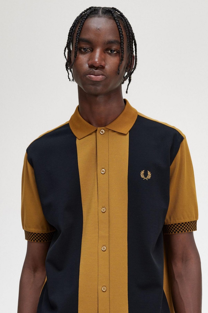 Polos Fred Perry Button Through Polo Shirt Homme Noir | FRQCS28701