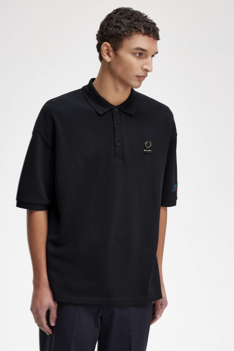 Polos Fred Perry Embroidered Polo Shirt Homme Noir | DFRVO53614