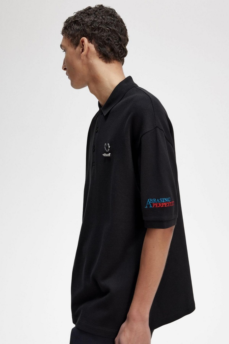 Polos Fred Perry Embroidered Polo Shirt Homme Noir | DFRVO53614