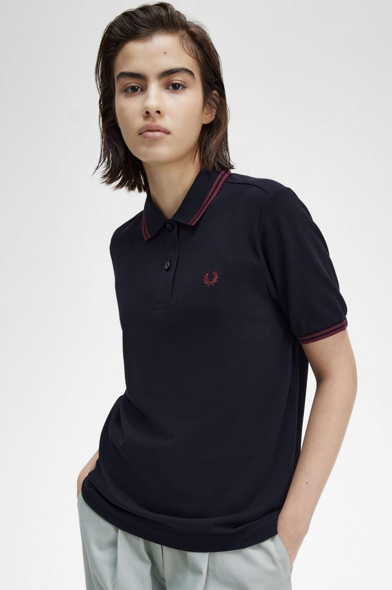 Polos Fred Perry G3600 Femme Bleu Marine | AFRWC69004