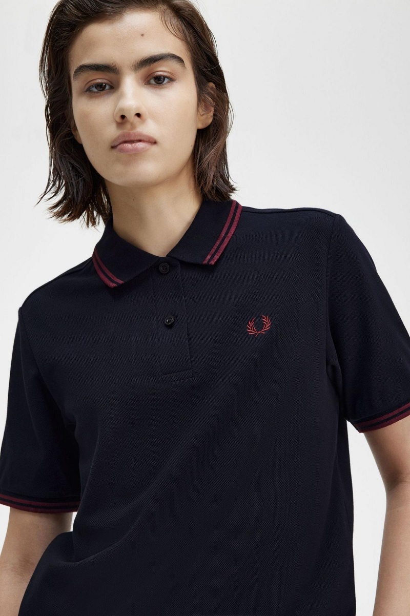 Polos Fred Perry G3600 Femme Bleu Marine | AFRWC69004