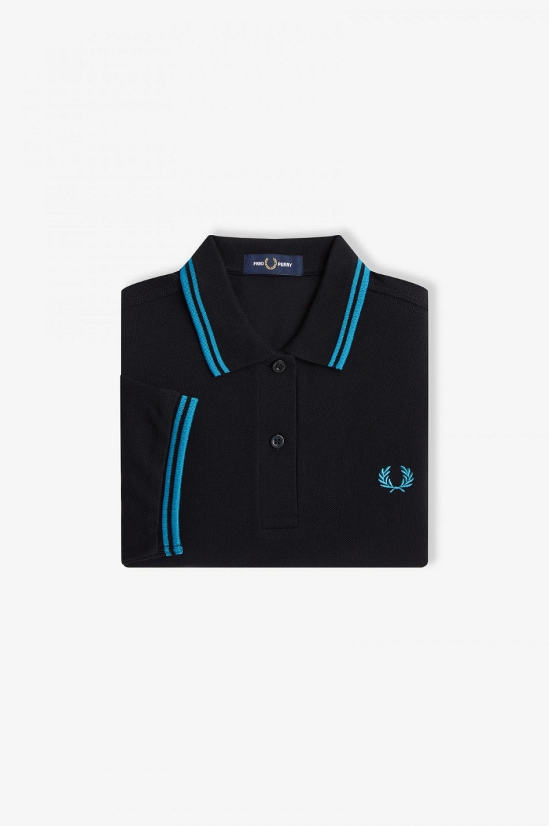 Polos Fred Perry G3600 Femme Noir Bleu Bleu | BFRSD33213