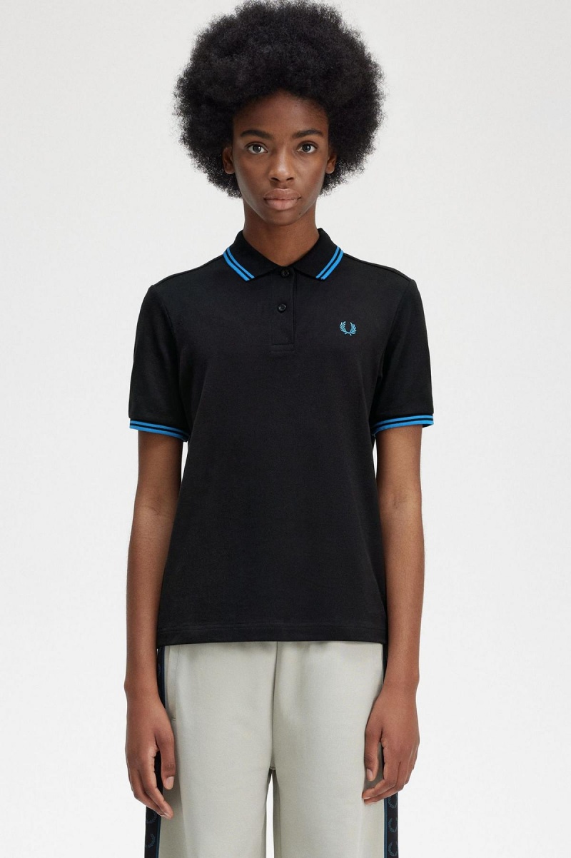 Polos Fred Perry G3600 Femme Noir Bleu Bleu | BFRSD33213