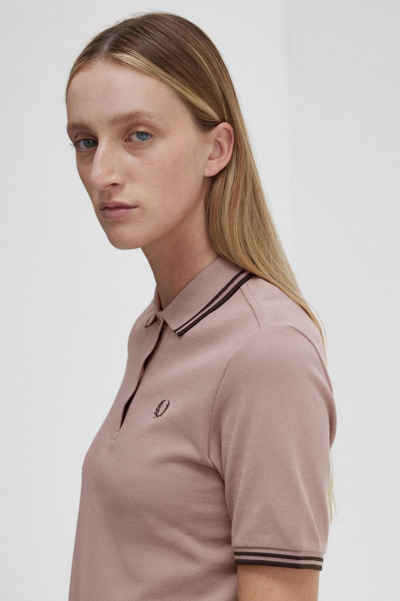 Polos Fred Perry G3600 Femme Rose Foncé | YFRGT98581