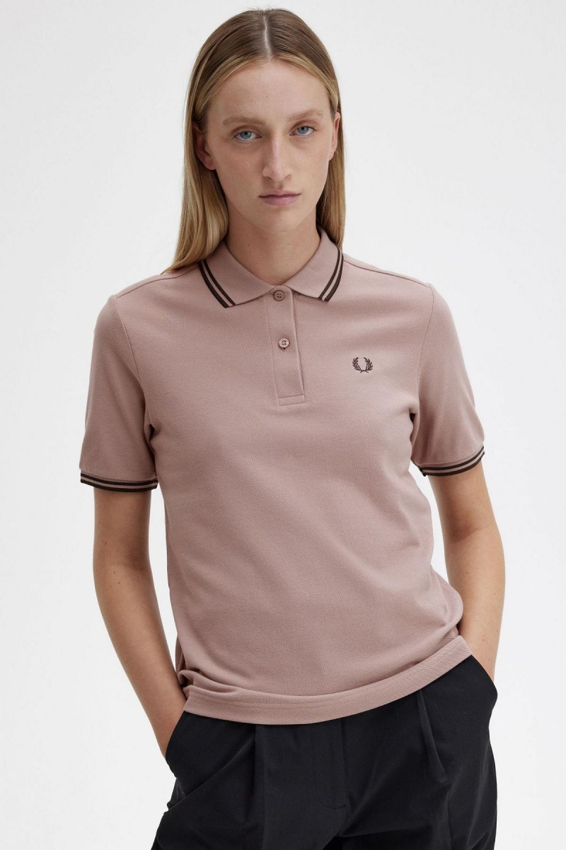 Polos Fred Perry G3600 Femme Rose Foncé | YFRGT98581