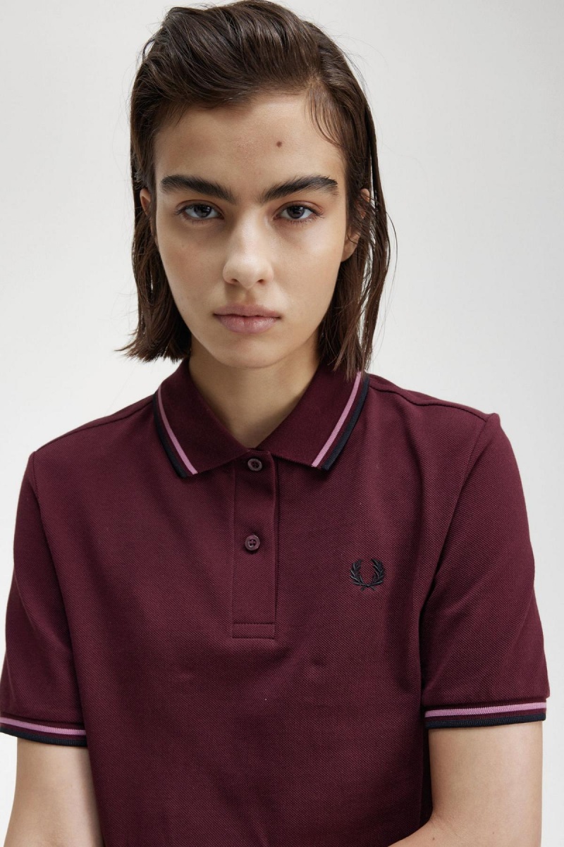 Polos Fred Perry G3600 Femme Rose Rose Noir | TFRWZ27603