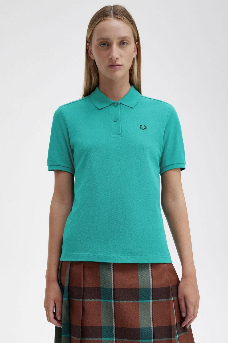 Polos Fred Perry G6000 Femme Menthe Foncé Noir | FRFRX23440