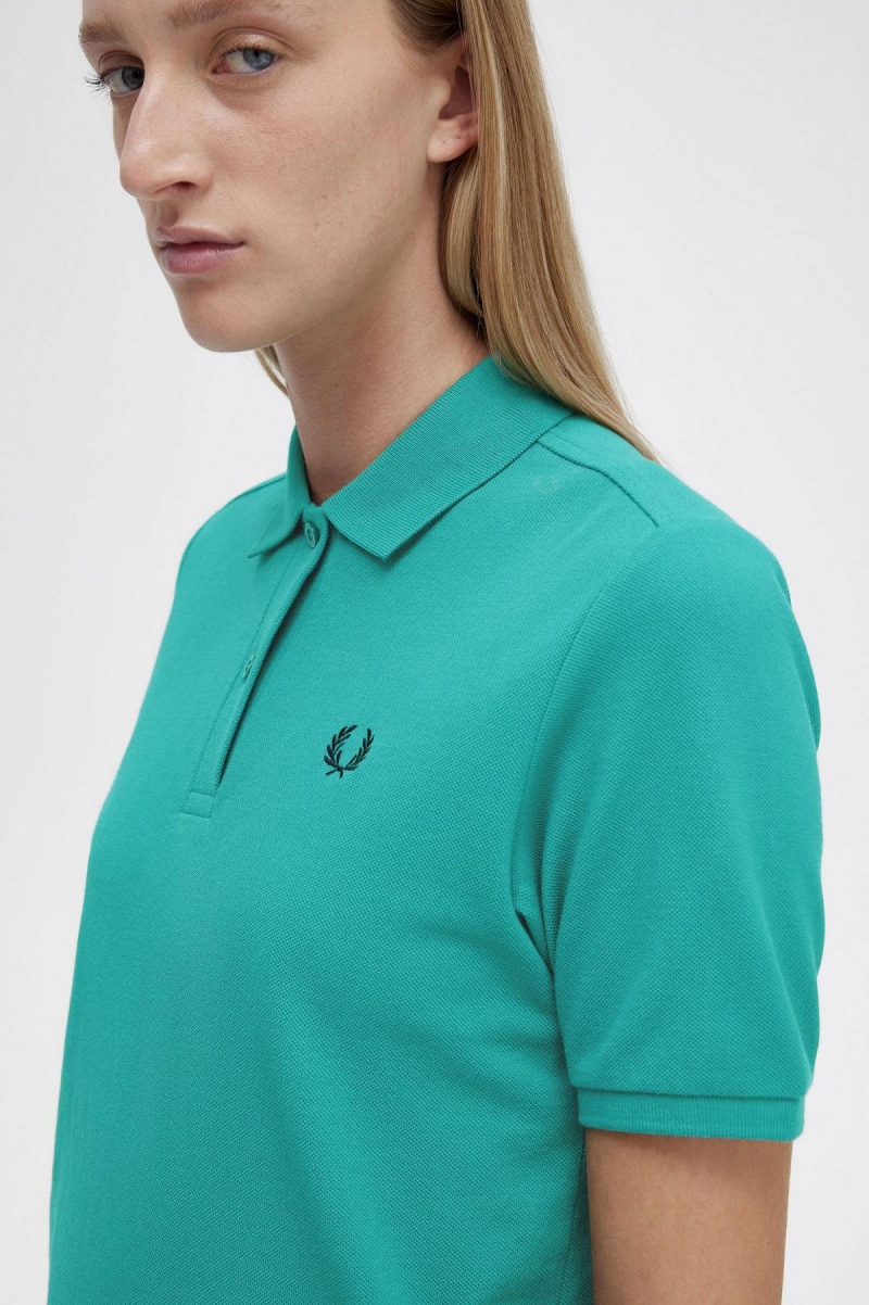 Polos Fred Perry G6000 Femme Menthe Foncé Noir | FRFRX23440