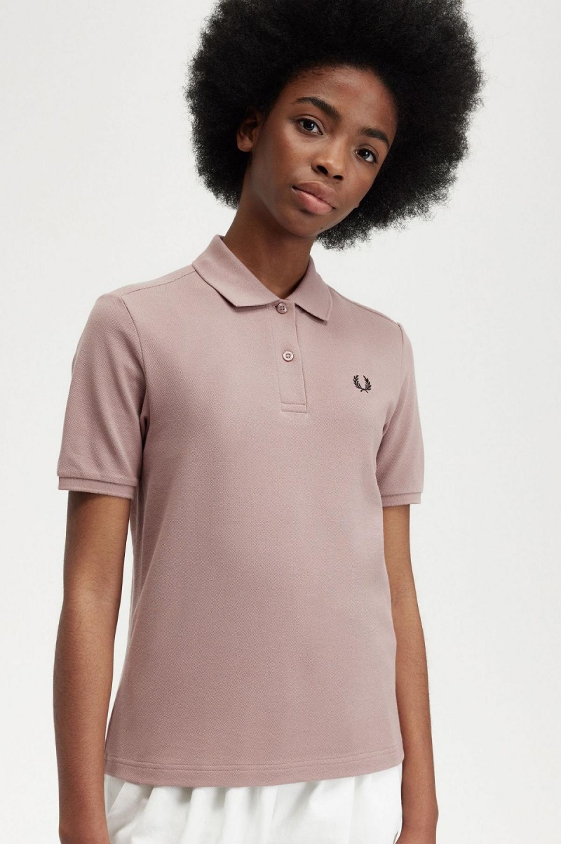 Polos Fred Perry G6000 Femme Rose Foncé Noir | UFRTG47671