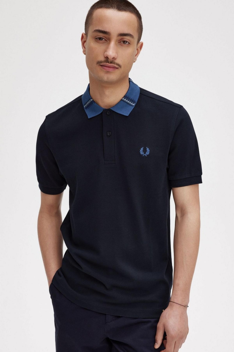 Polos Fred Perry Graphique Collar Polo Shirt Homme Bleu Marine | BFRSD47651