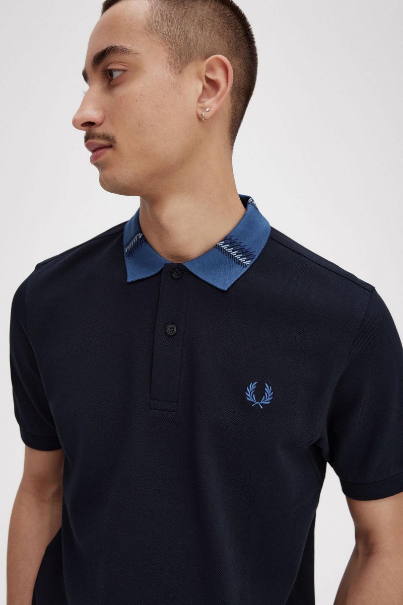 Polos Fred Perry Graphique Collar Polo Shirt Homme Bleu Marine | BFRSD47651