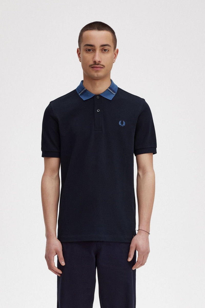 Polos Fred Perry Graphique Collar Polo Shirt Homme Bleu Marine | BFRSD47651