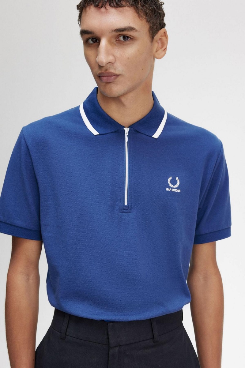 Polos Fred Perry Half Zip Polo Shirt Homme Bleu Royal Bleu | DFRVO95543