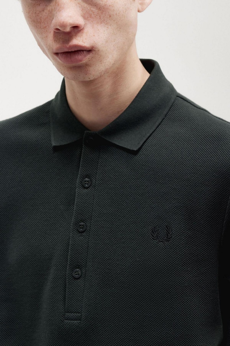 Polos Fred Perry Honeycomb Coton Polo Shirt Homme Vert | YFRVQ34635