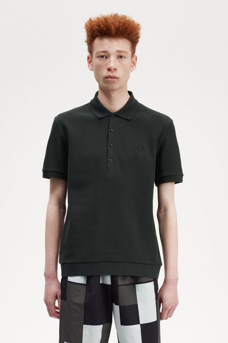 Polos Fred Perry Honeycomb Coton Polo Shirt Homme Vert | YFRVQ34635