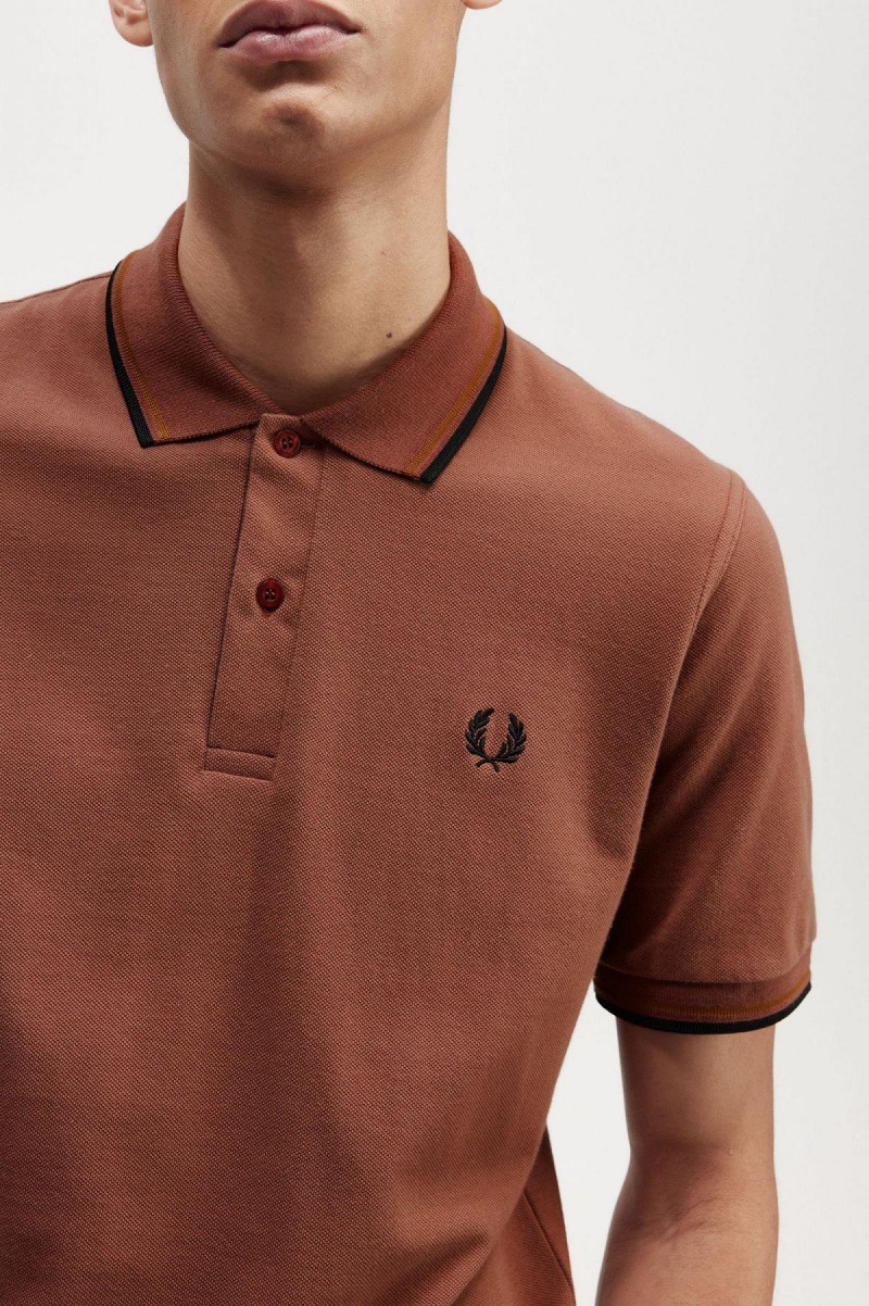 Polos Fred Perry M12 Homme Marron Noir Noir | UFRTG85650