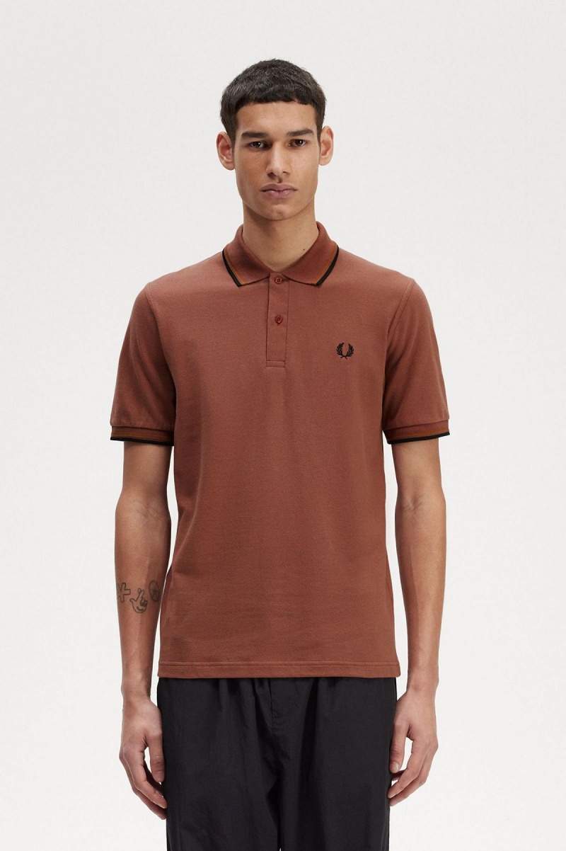 Polos Fred Perry M12 Homme Marron Noir Noir | UFRTG85650