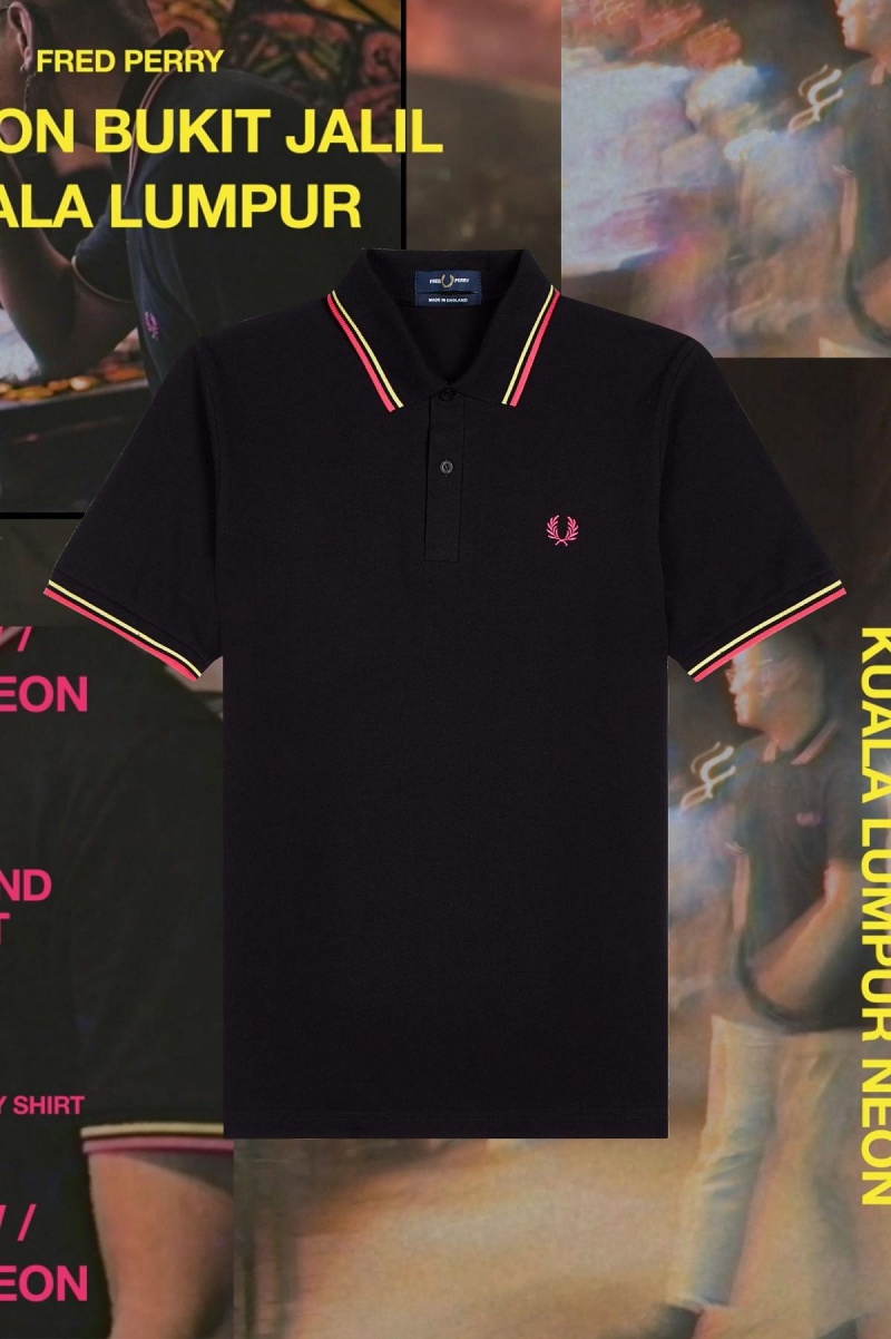 Polos Fred Perry M12 Homme Noir Jaune | UFRND60722