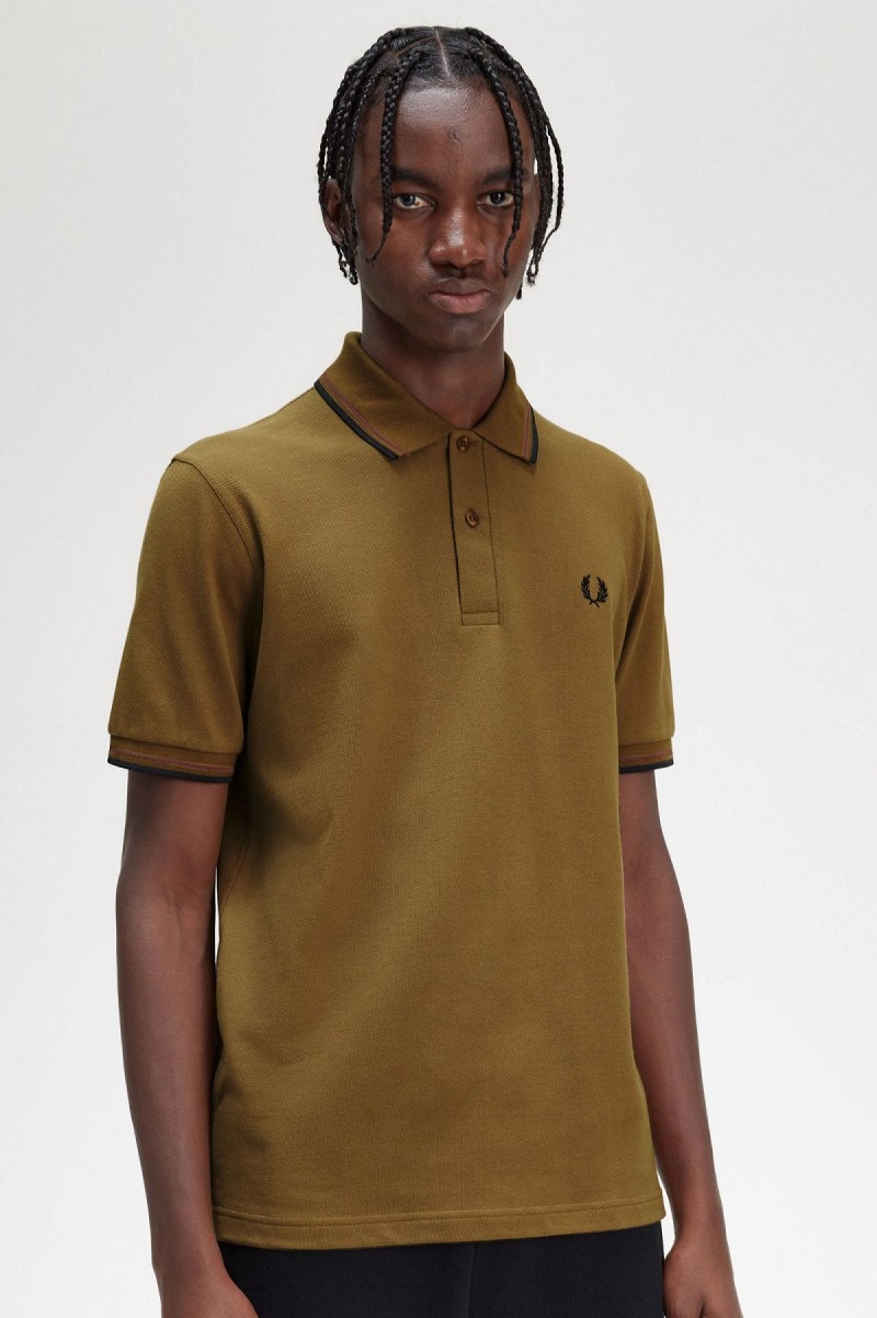 Polos Fred Perry M12 Homme Noir Marron Noir | FRQCS93936