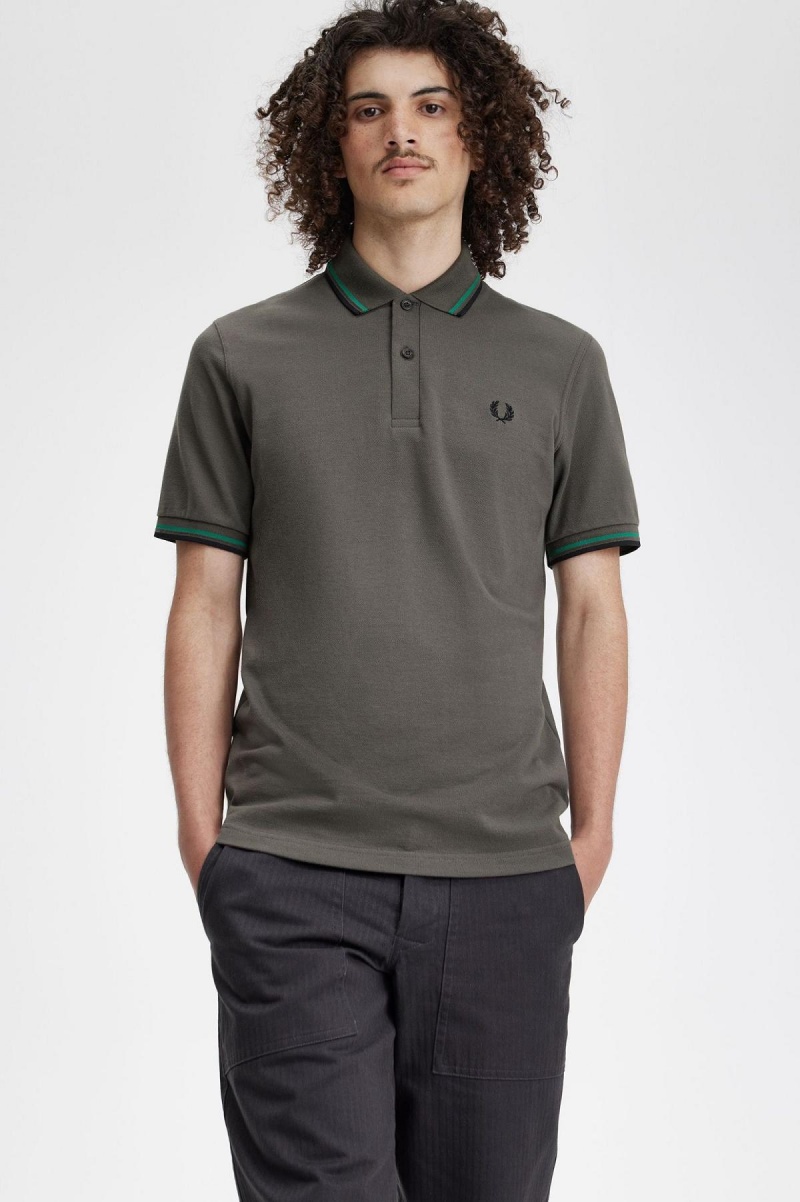 Polos Fred Perry M12 Homme Vert Vert Noir | FRDYB38853