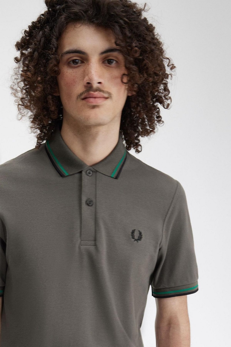 Polos Fred Perry M12 Homme Vert Vert Noir | FRDYB38853