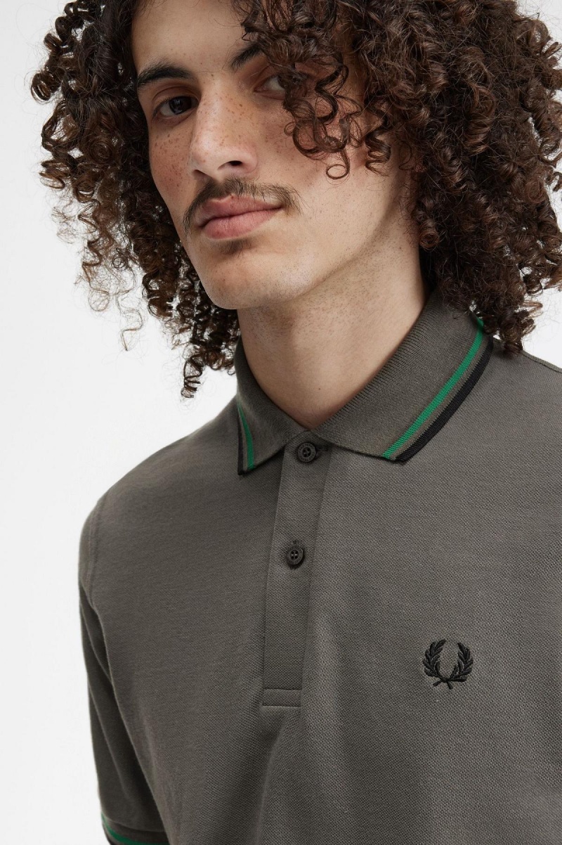 Polos Fred Perry M12 Homme Vert Vert Noir | FRDYB38853