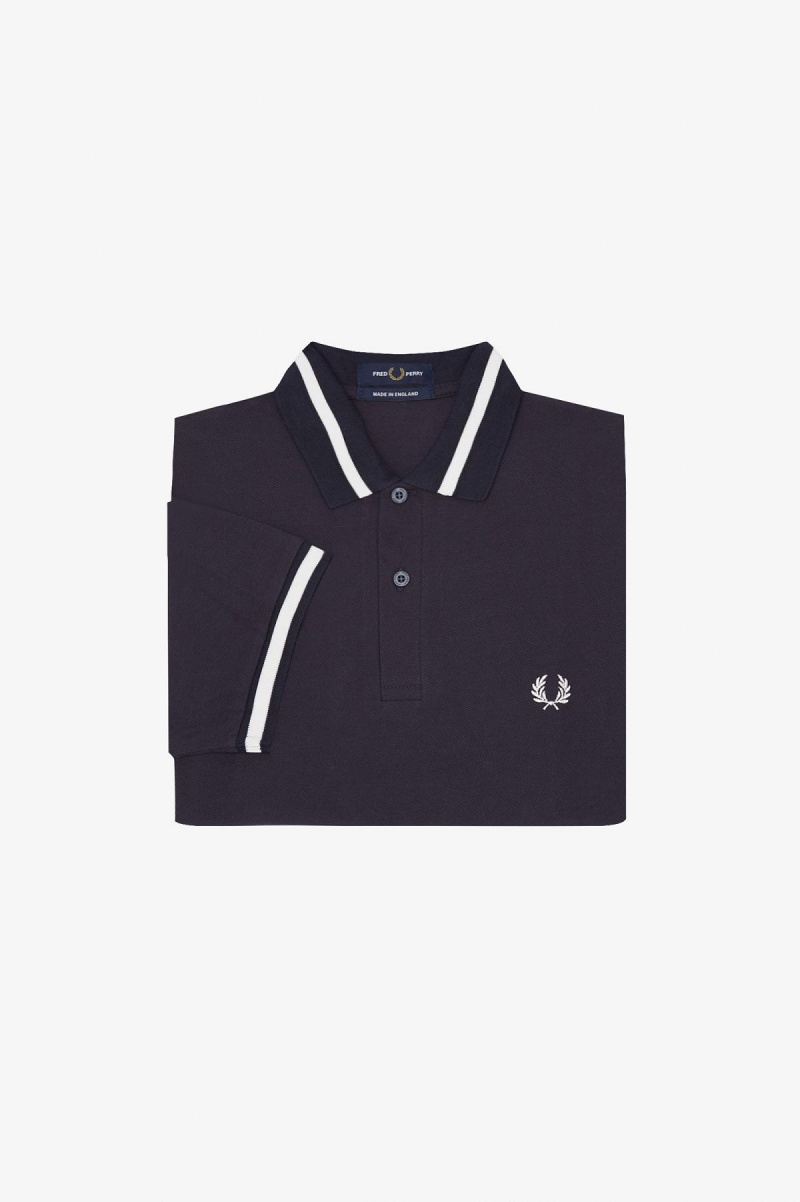 Polos Fred Perry M2 Homme Bleu Marine Blanche | FRJKU16048