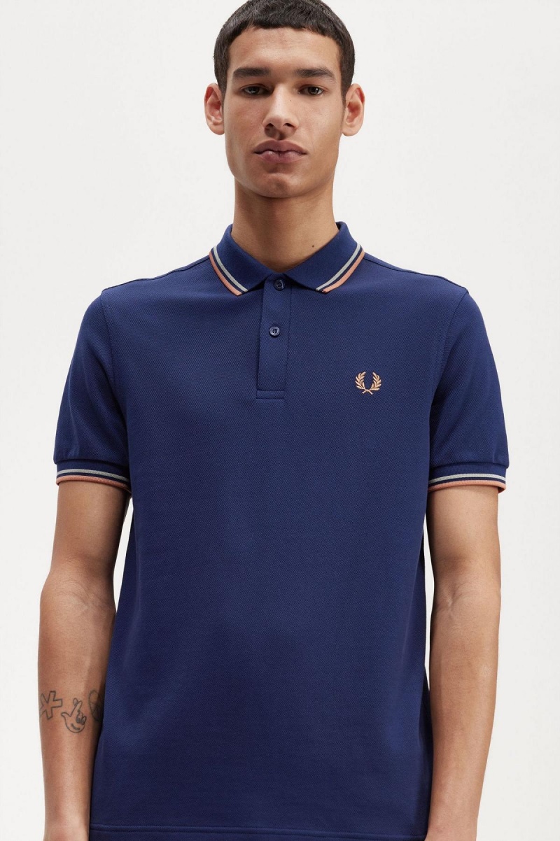 Polos Fred Perry M3600 Homme Bleu Marine Noir | FRQAV61545