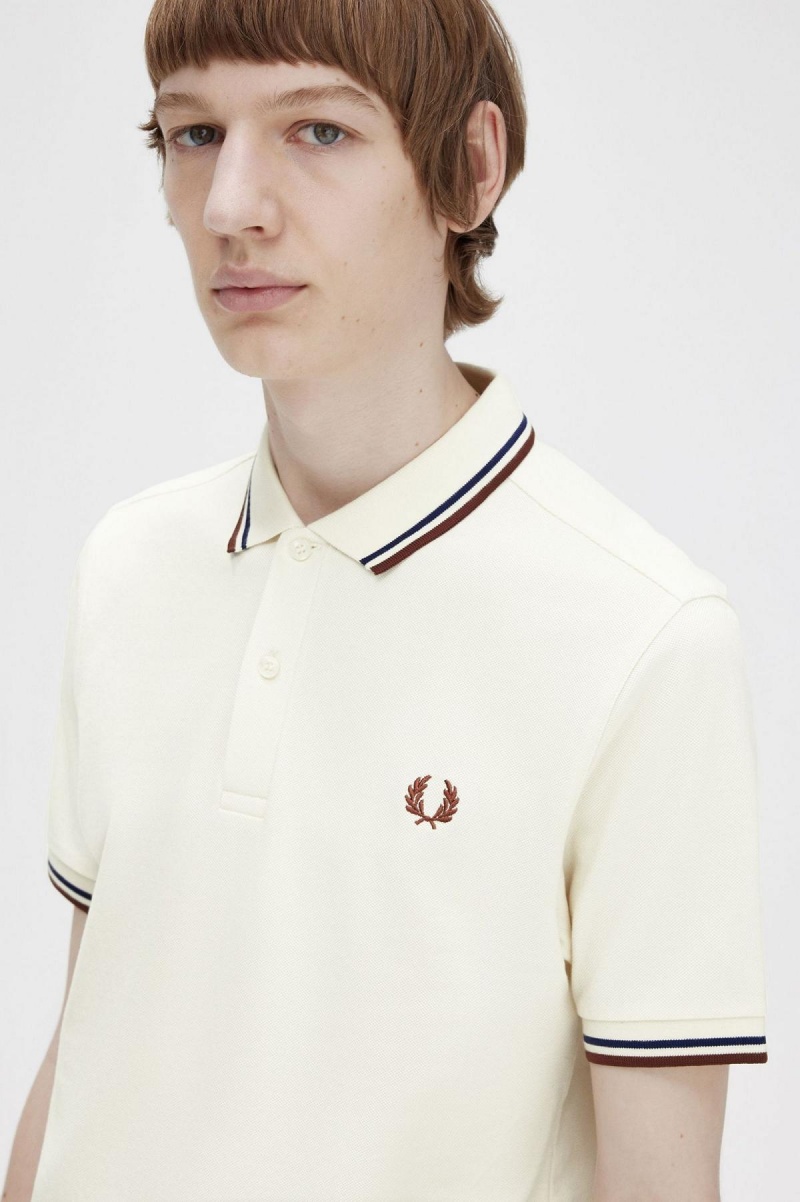 Polos Fred Perry M3600 Homme Bleu Marine Marron | FRJKU84533