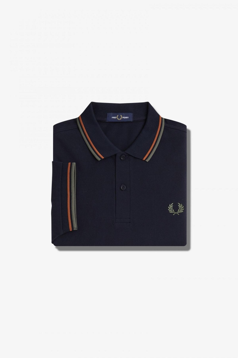 Polos Fred Perry M3600 Homme Bleu Marine Vert | FRJVR77747