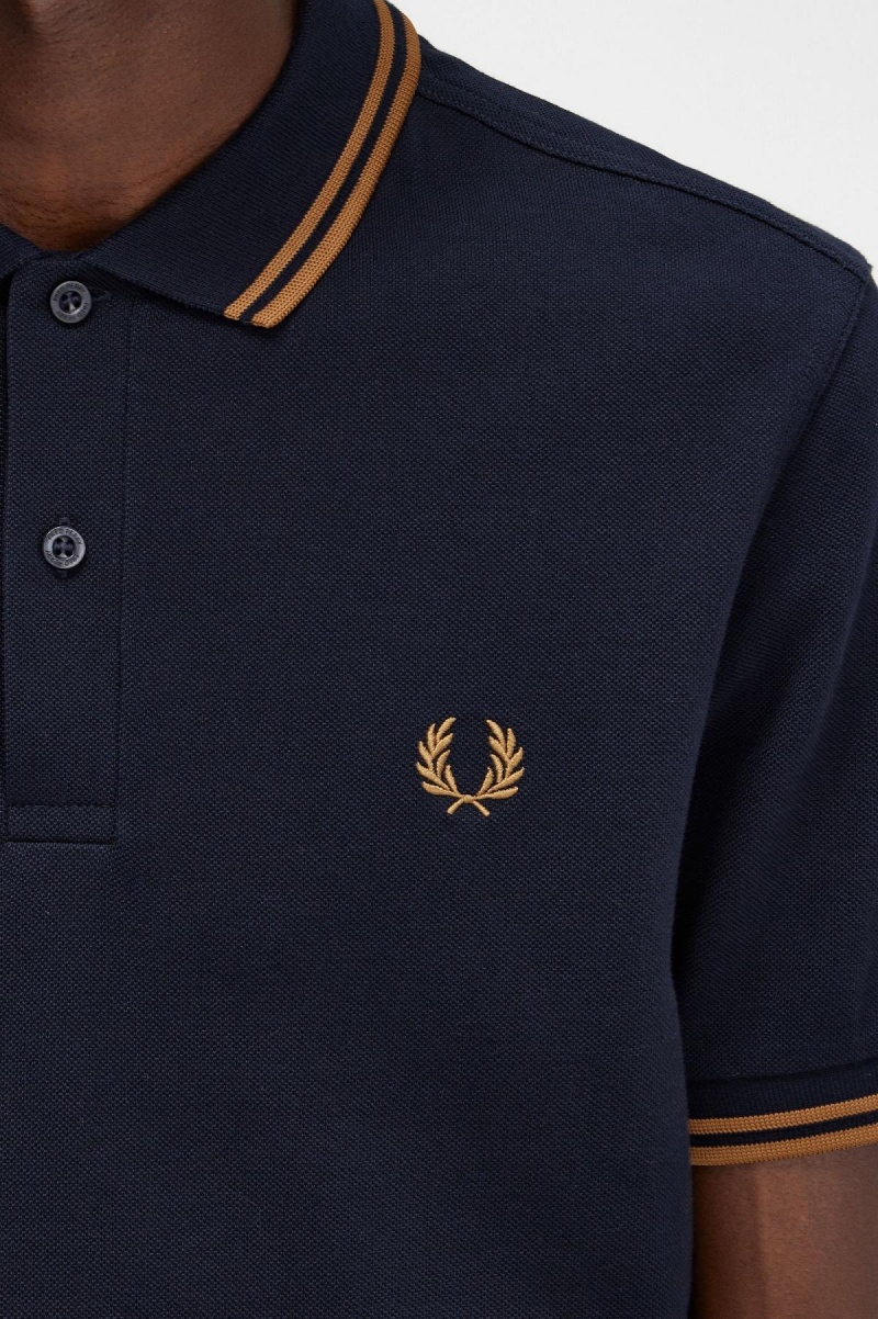 Polos Fred Perry M3600 Homme Bleu Marine Noir Noir | FRNEJ77604