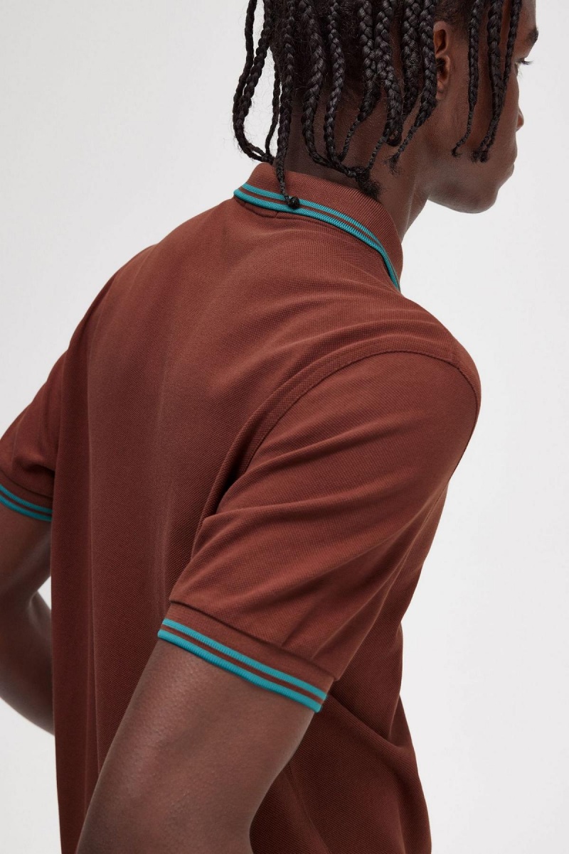 Polos Fred Perry M3600 Homme Marron Menthe Foncé Menthe Foncé | MFRFT53172