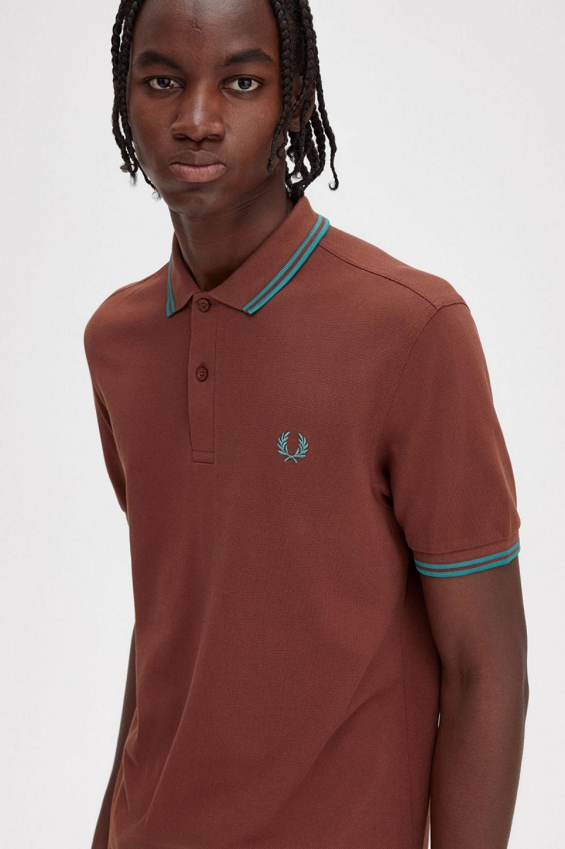 Polos Fred Perry M3600 Homme Marron Menthe Foncé Menthe Foncé | MFRFT53172