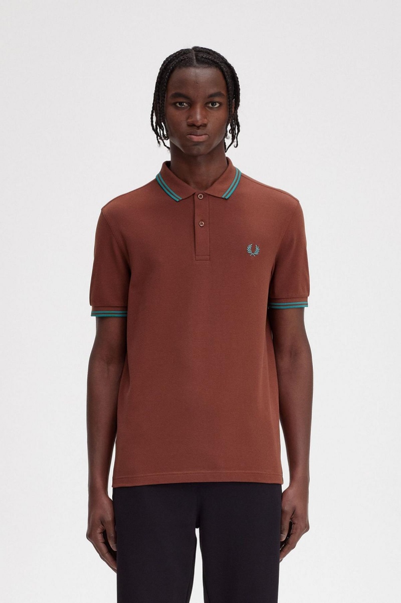 Polos Fred Perry M3600 Homme Marron Menthe Foncé Menthe Foncé | MFRFT53172