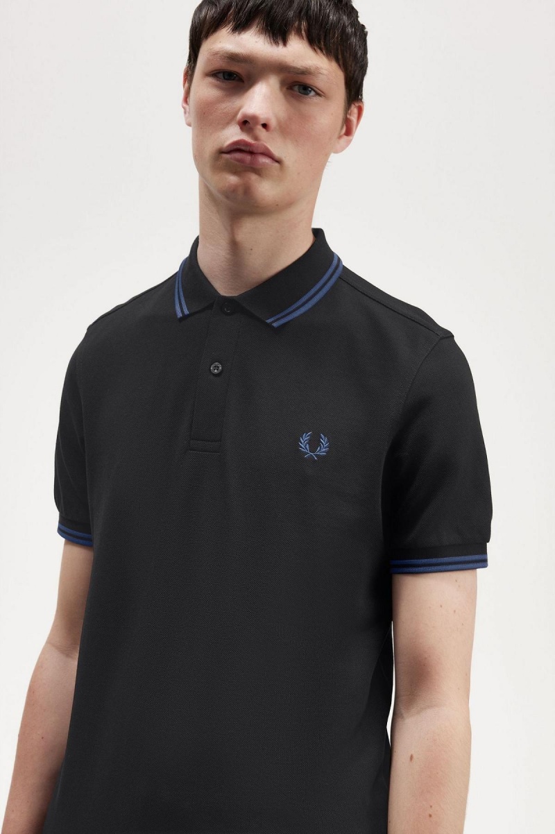 Polos Fred Perry M3600 Homme Noir Bleu Bleu | PFRQX26312