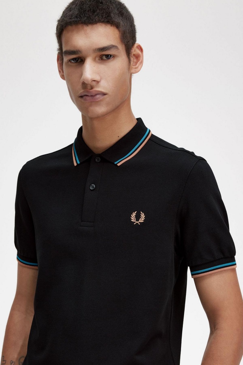 Polos Fred Perry M3600 Homme Noir Bleu Noir | ZFRMJ34075