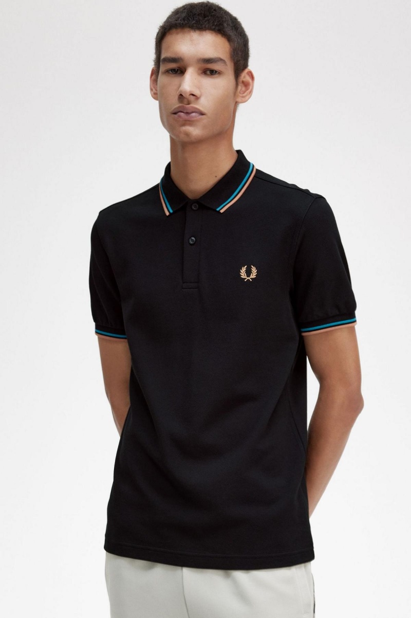 Polos Fred Perry M3600 Homme Noir Bleu Noir | ZFRMJ34075